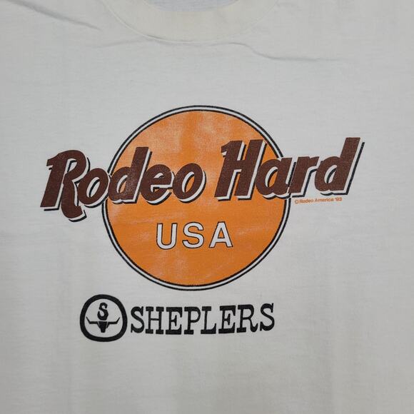 Vintage 1993 Rodeo Hard Sheplers Shirt XL 23x28 Whtie USA - Picture 13 of 16